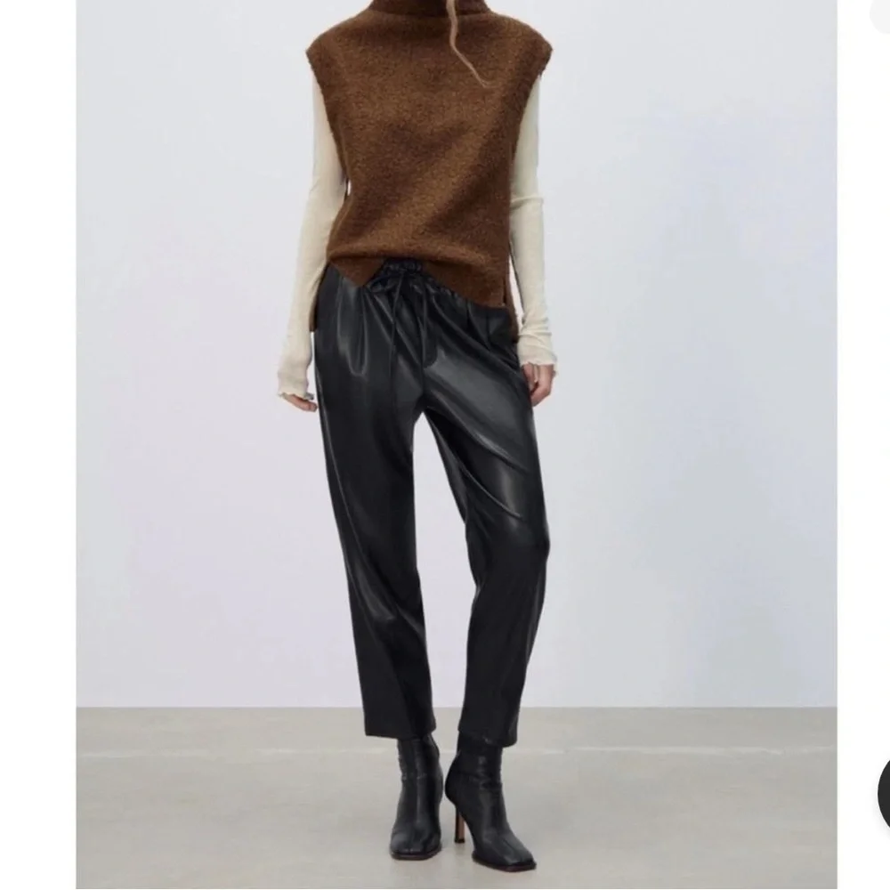 Zara Black Paperbag Waist Ankle Pants - Picture 1 of 9